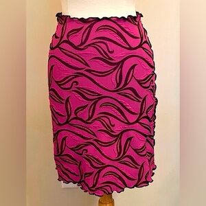 Haystacks Black Purple Print Lettuce Trim Casual Pull On Casual Skirt Size M